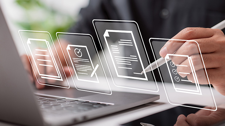 man signing a document electronically